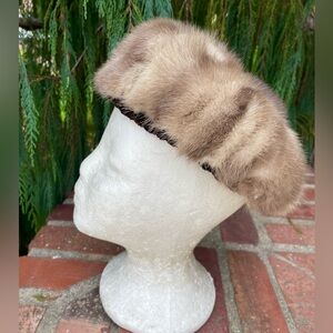Genuine Mink Fur Beret Hat Cute For The Holidays Small
